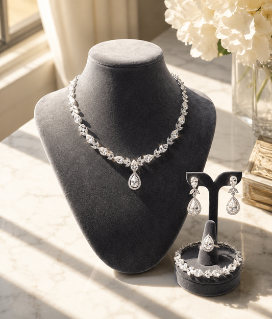 Premium Silver Bridal Jewelry Set 4-Piece | LuxeOasis UAE