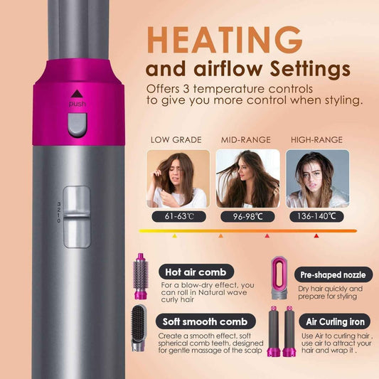 Hot Air Brush: Dry, Style, and Volumize with Ionic Technology (5-in-1) | فرشاة هواء ساخن لتصفيف وتجفيف الشعر 5 في 1