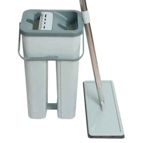 Professional Home Cleaning System Squeeze Flat Floor Mop and Bucket Set | نظام تنظيف منزلي مع ممسحة مسطحة ودلو عصر