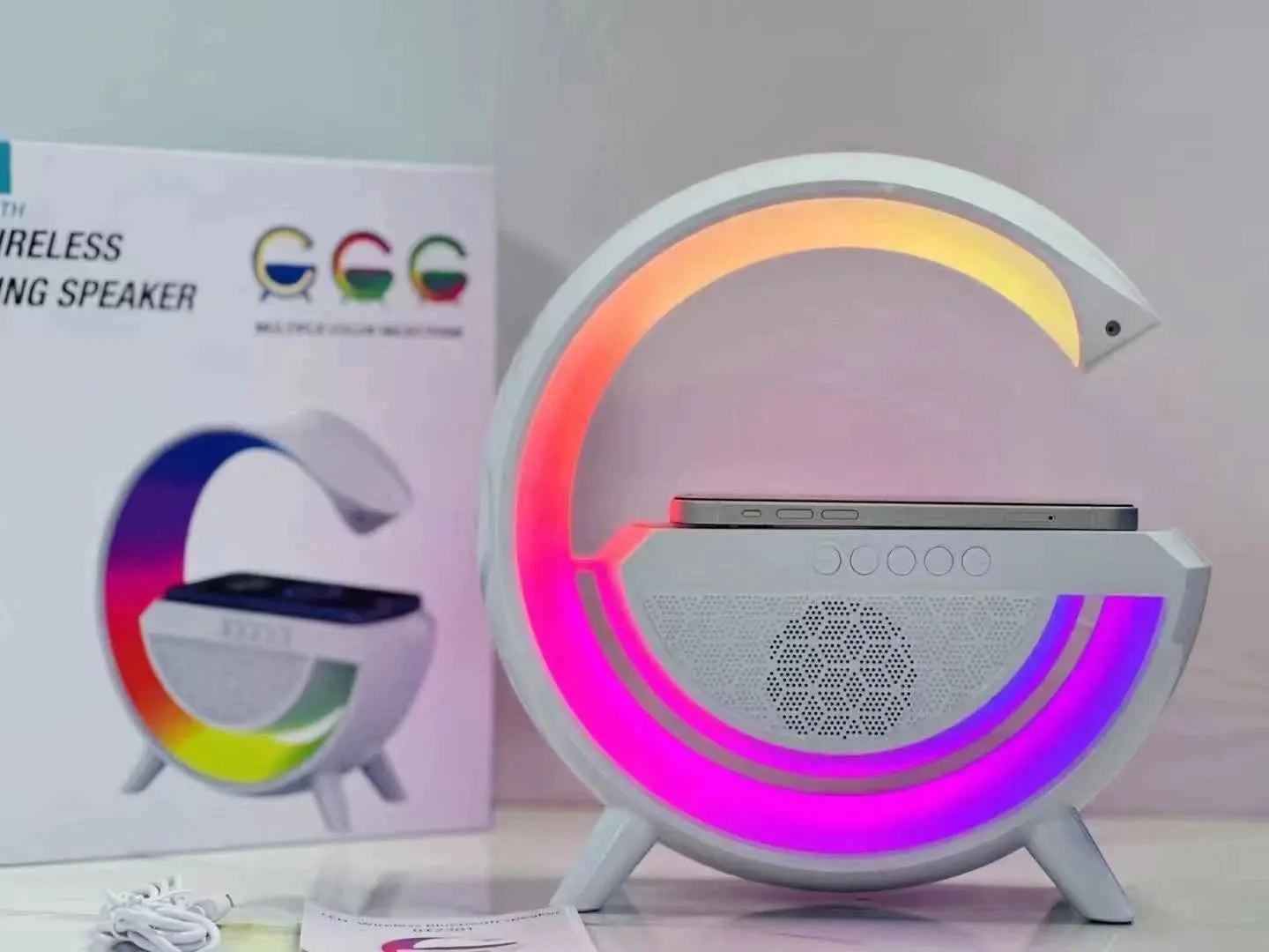 GPED Digital Alarm Clock with Wireless Charging & LED Table Lamp | ساعة منبه رقمية مع شحن لاسلكي ومصباح طاولة LED