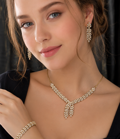 Golden Laurel Jewelry Set Complete 4-Piece Collection
