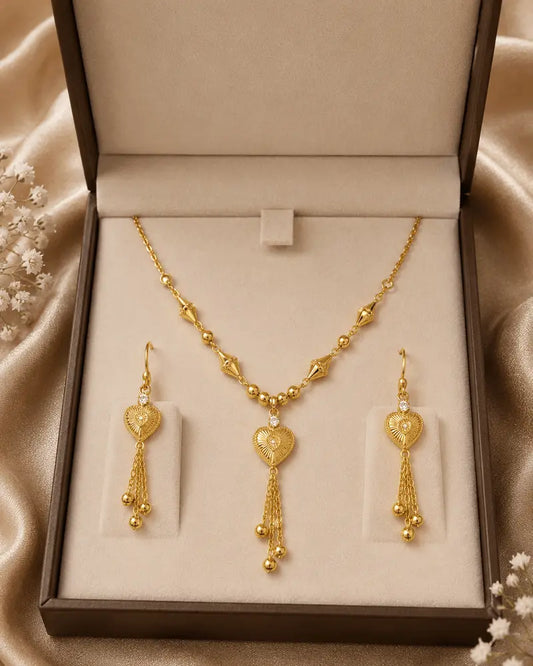 Elegant Heart Tassel Necklace Set | Gold Jewelry Set | UAE | LuxeOasis 0ydufd-ig.myshopify.com