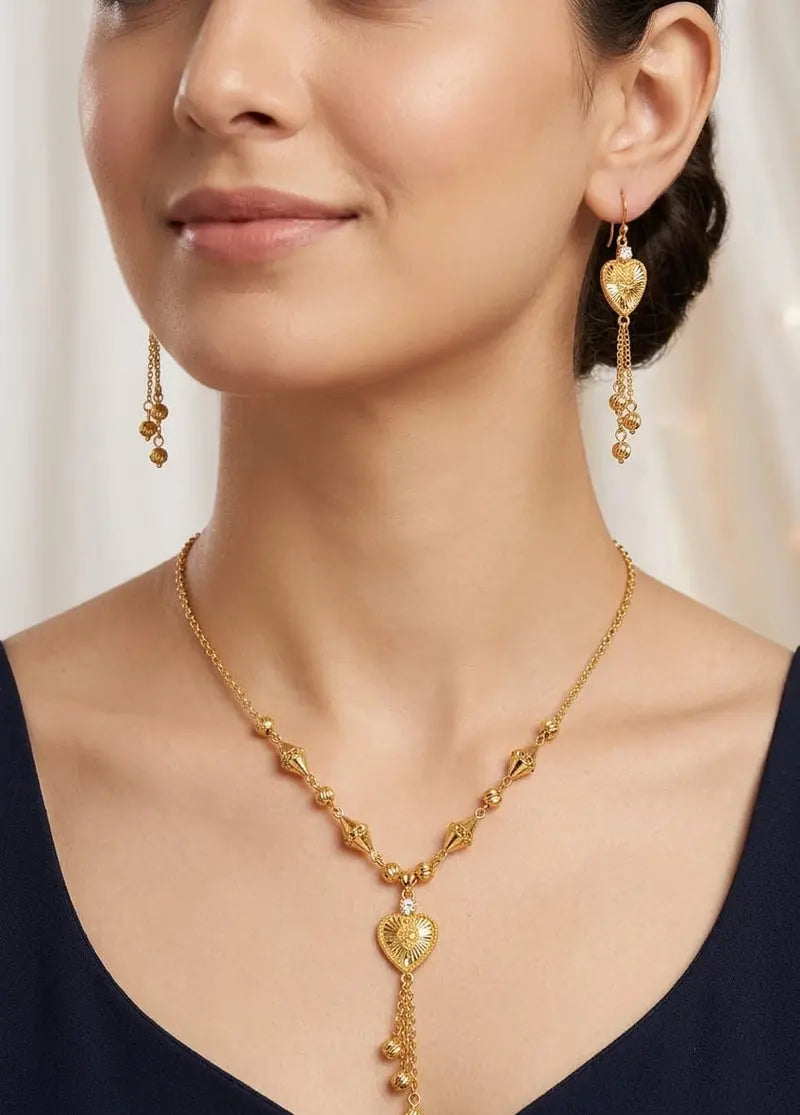 Elegant Heart Tassel Necklace Set | Gold Jewelry Set | UAE | LuxeOasis 0ydufd-ig.myshopify.com