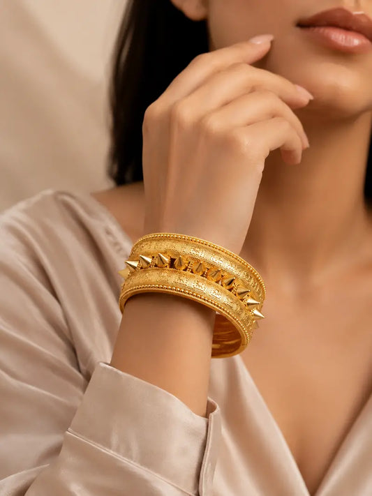 Elegant Spiked Gold Statement Bangle | UAE | LuxeOasis 0ydufd-ig.myshopify.com