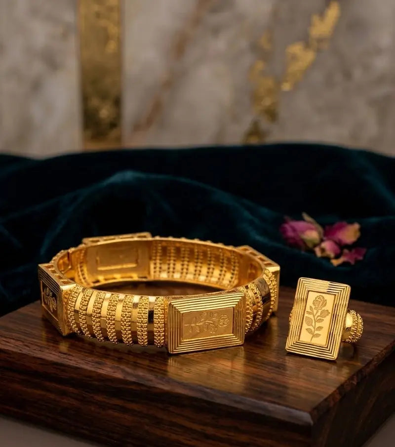 Empress Rose Gold Bangle & Ring Set | UAE | LuxeOasis 0ydufd-ig.myshopify.com