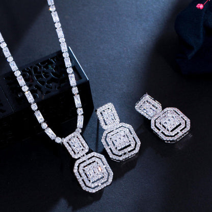 buy emerald cut silver bridal jewelry set Dubai