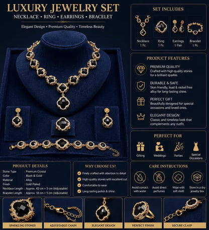 Luxury Midnight Quatrefoil Vintage Jewelry Set | UAE | LuxeOasis 0ydufd-ig.myshopify.com