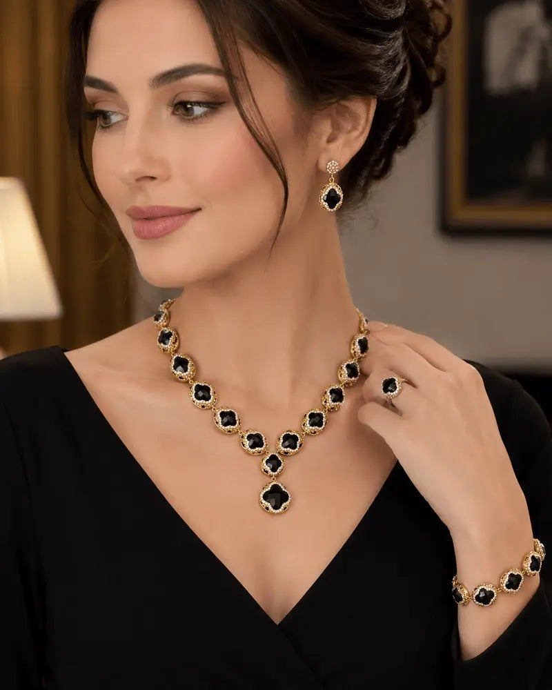 Luxury Midnight Quatrefoil Vintage Jewelry Set | UAE | LuxeOasis 0ydufd-ig.myshopify.com