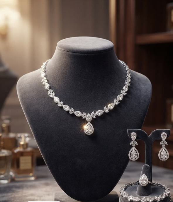 Premium Silver Bridal Jewelry Set 4-Piece | LuxeOasis UAE