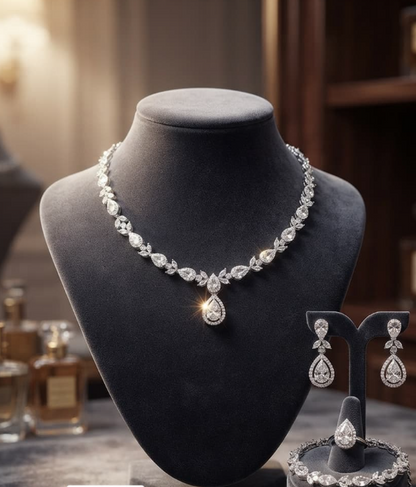 Premium Silver Bridal Jewelry Set 4-Piece | LuxeOasis UAE