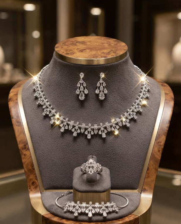 Elegant Silver Women Jewelry Set 4-Piece | LuxeOasis UAE