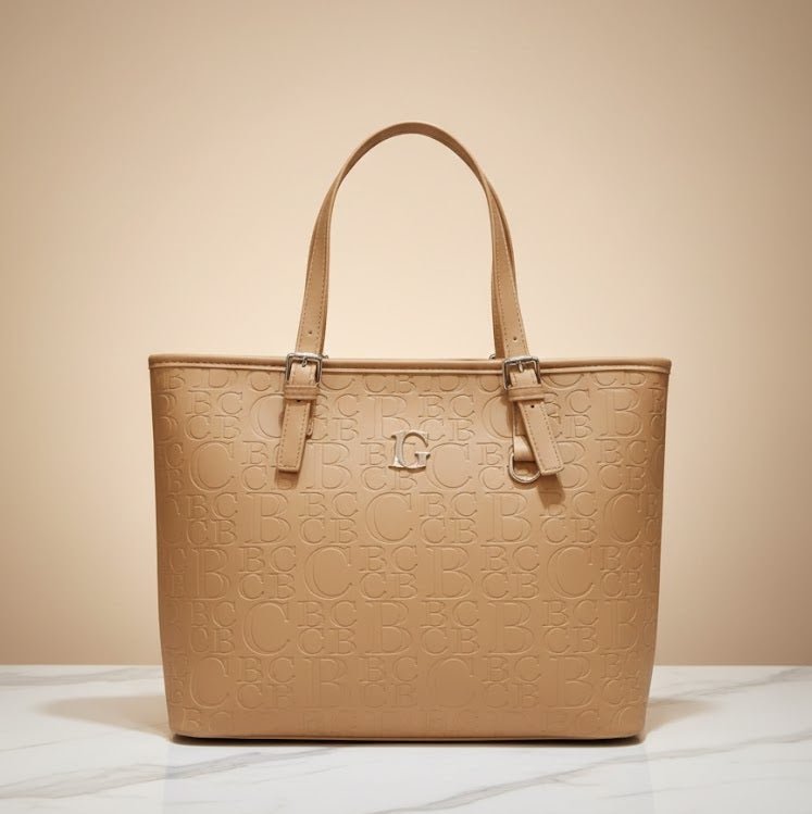 BC Monogram Structured Tote Handbag Dubai | Beige Leather Tote UAE