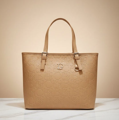 BC Monogram Structured Tote Handbag Dubai | Beige Leather Tote UAE