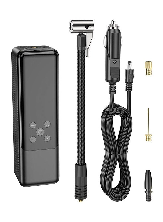 Hoco Z5 12V portable digital air pump tire inflator with LED display and emergency flashlight for car tires, bikes, and sports balls in the UAE