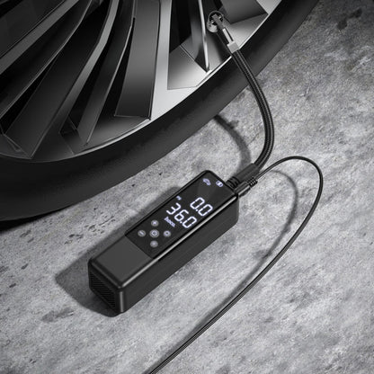 Hoco Z5 12V portable digital air pump tire inflator with LED display and emergency flashlight for car tires, bikes, and sports balls in the UAE