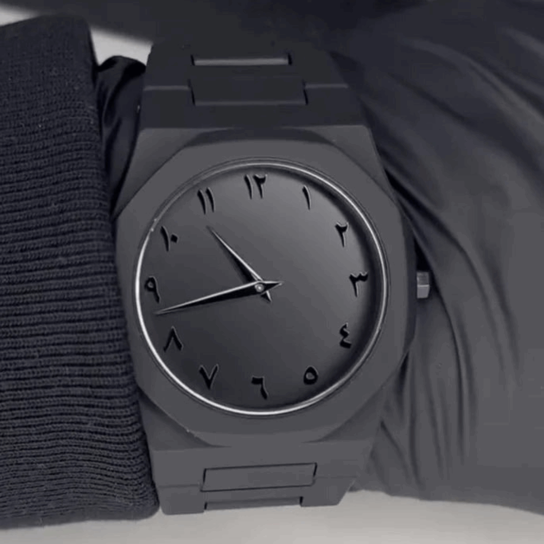 Arabic Aura Watch for Him Her | ساعة سوداء أنيقة للرجال والنساء
