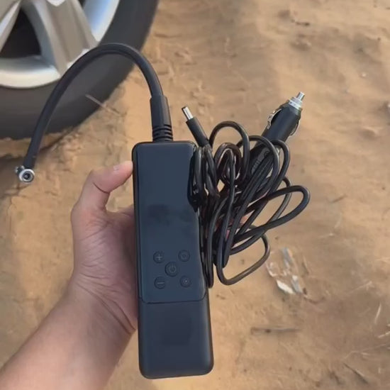 Hoco Z5 12V portable digital air pump tire inflator with LED display and emergency flashlight for car tires, bikes, and sports balls in the UAE