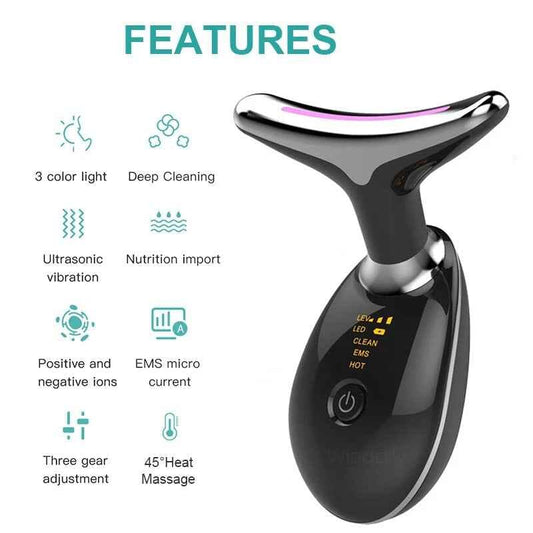 Rechargeable LED Facial And Neck Massager | جهاز تدليك الوجه والرقبة بإضاءة LED قابل لإعادة الشحن