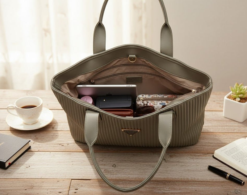 buy ribbed texture tote bag online Dubai