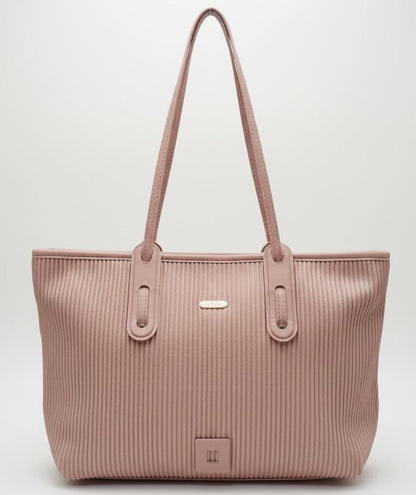 buy blush pink ribbed tote bag online Dubai