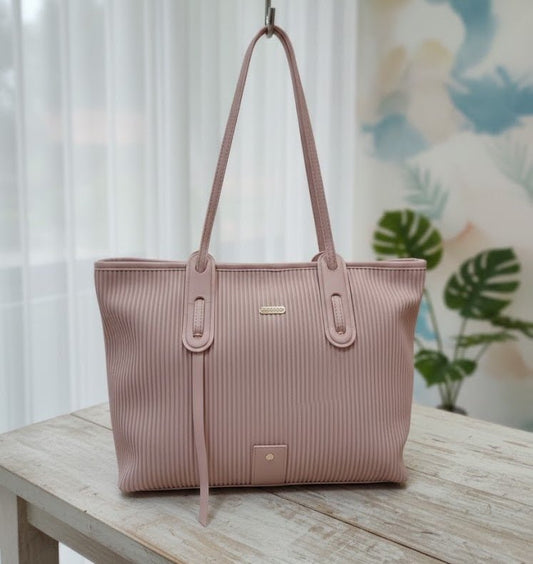 buy blush pink ribbed tote bag online Dubai